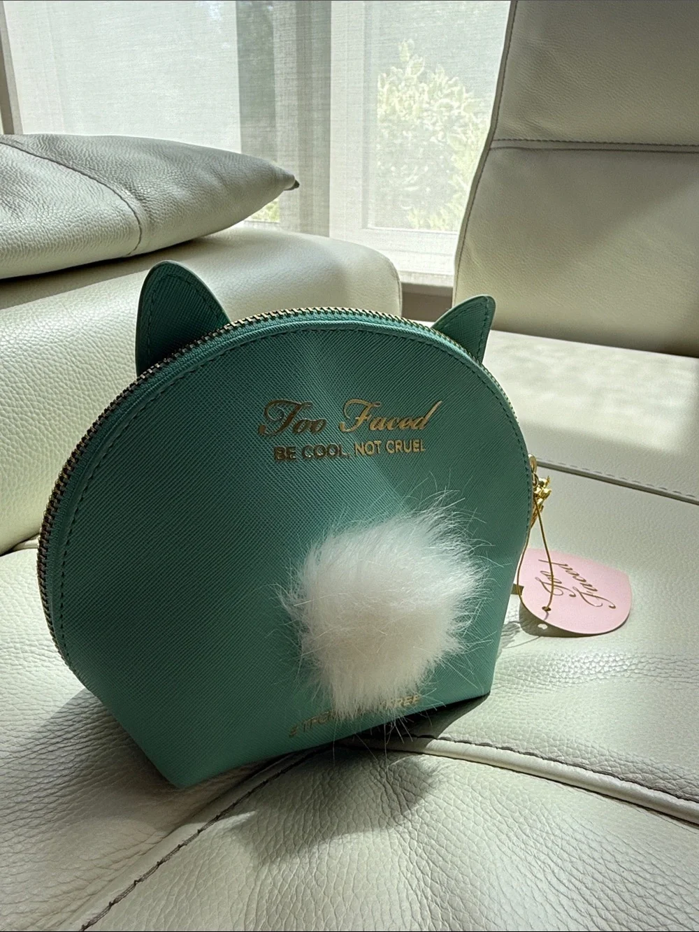 Too Faced Teal Cool‎ Not Cruel Bunny Makeup Bag